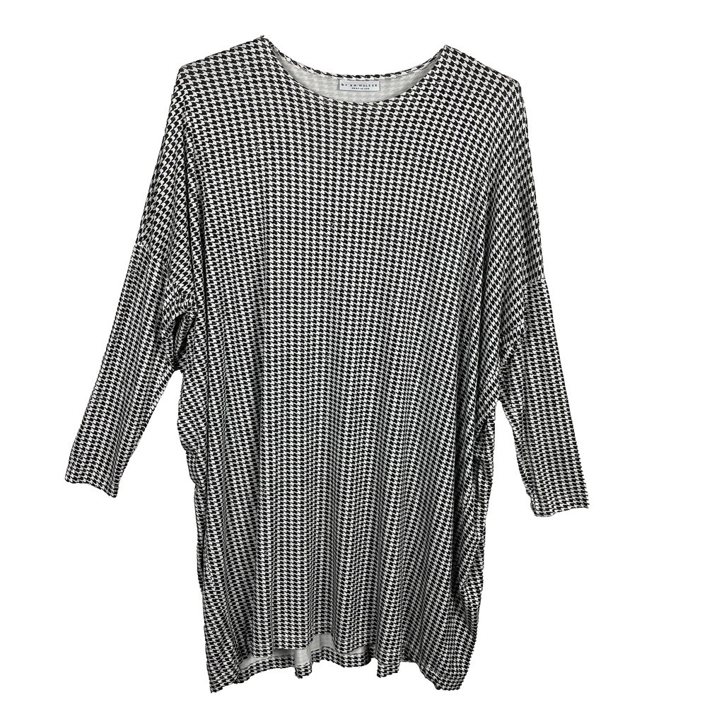 Bryn Walker Tunic Dress Size Medium Black White Houndstooth Oversized Lagenlook